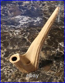 Vintage Native American Maine Whitetail Deer Antler Peace Pipe Standing 8.25