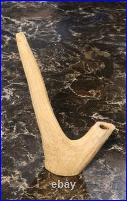 Vintage Native American Maine Whitetail Deer Antler Peace Pipe Standing 8.25