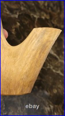 Vintage Native American Maine Whitetail Deer Antler Peace Pipe Standing 8.25