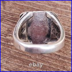 Vintage Native American Navajo Green Turquoise Handmade Sterling Ring Sz 9