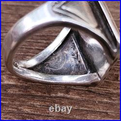 Vintage Native American Navajo Green Turquoise Handmade Sterling Ring Sz 9
