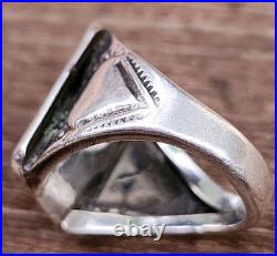 Vintage Native American Navajo Green Turquoise Handmade Sterling Ring Sz 9
