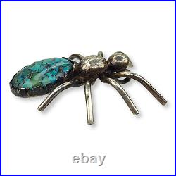 Vintage Native American Navajo Sterling Silver Turquoise Spider Pendant