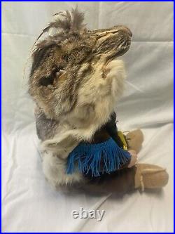 Vintage Native American Porcelin Doll With Real Animal Pelt