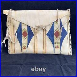 Vintage Native American Rawhide Painted Parfleche Envelope Pouch READ