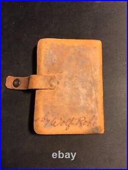 Vintage Native American Signed Chief Wolf Robe Leather Address Book USA