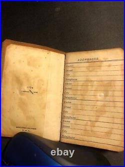 Vintage Native American Signed Chief Wolf Robe Leather Address Book USA