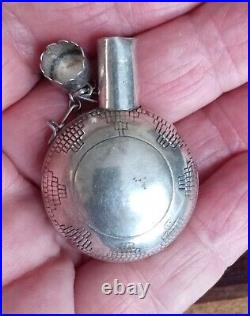 Vintage Native American Silver Tobacco Canteen with Gorgeous Stamped Design