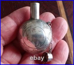 Vintage Native American Silver Tobacco Canteen with Gorgeous Stamped Design