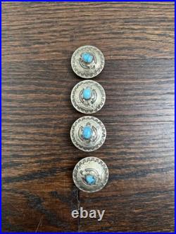 Vintage Native American Southwestern Sterling Silver Turquoise Conchos Rare