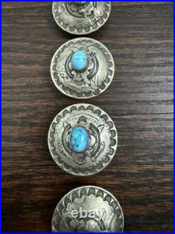 Vintage Native American Southwestern Sterling Silver Turquoise Conchos Rare