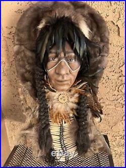 Vintage Native American Spirit Mask Wall Hanging Real Fur Unsigned