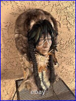 Vintage Native American Spirit Mask Wall Hanging Real Fur Unsigned