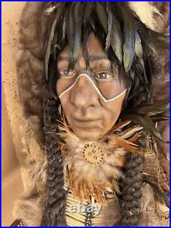 Vintage Native American Spirit Mask Wall Hanging Real Fur Unsigned