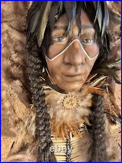 Vintage Native American Spirit Mask Wall Hanging Real Fur Unsigned