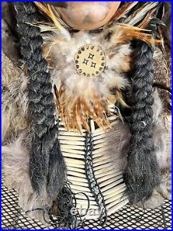 Vintage Native American Spirit Mask Wall Hanging Real Fur Unsigned