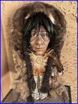 Vintage Native American Spirit Mask Wall Hanging Real Fur Unsigned