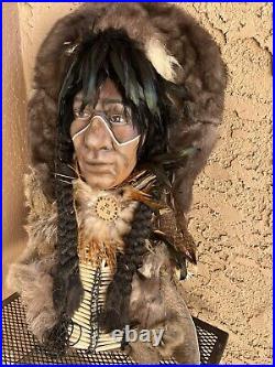 Vintage Native American Spirit Mask Wall Hanging Real Fur Unsigned