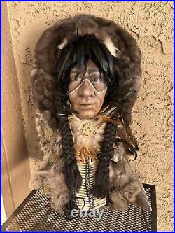 Vintage Native American Spirit Mask Wall Hanging Real Fur Unsigned