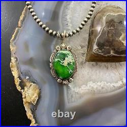 Vintage Native American Sterling Silver Oval Royston Turquoise Pendant For Women