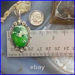 Vintage Native American Sterling Silver Oval Royston Turquoise Pendant For Women