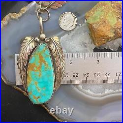 Vintage Native American Sterling Silver Turquoise and Leaves Wings Necklace