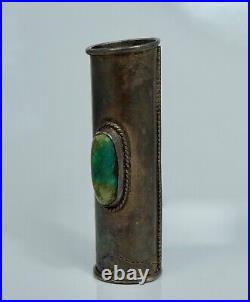 Vintage Native American Sterling Turquoise Bud Vase Cane Topper Fred Harvey Nava