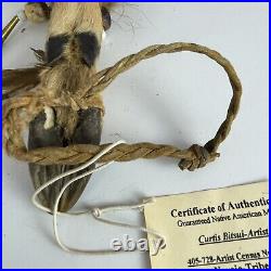 Vintage Native American Tribal Ceremonial Rattle Deer Hoof Turtle Shell Leather