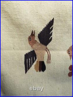 Vintage Native American Woven Mat Rug Tapestry Carpet Navajo Birds