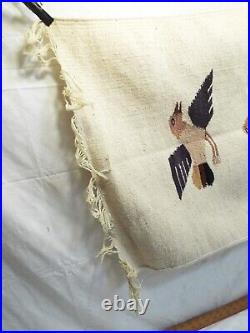 Vintage Native American Woven Mat Rug Tapestry Carpet Navajo Birds