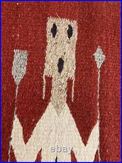 Vintage Native American Woven Mat Rug Tapestry Carpet Warrior Arrow Red