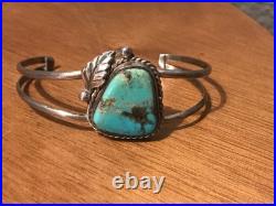 Vintage Navajo Rose Chee Turquoise Sterling Silver Bracelet Cuff