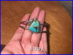 Vintage Navajo Rose Chee Turquoise Sterling Silver Bracelet Cuff