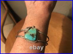 Vintage Navajo Rose Chee Turquoise Sterling Silver Bracelet Cuff