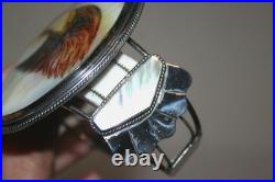 Vintage Navajo Scrimshaw Eagle Cuff Native American Indian Mop Sterling Bracelet