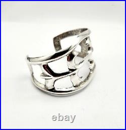 Vintage Old Pawn Navajo Sandcast Sterling Silver Cuff Bracelet Fits 7.5 65.8g