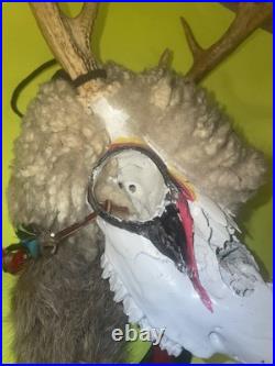 Vintage RARE Native American Ceremonial Medicine Stick Deer Head Moves