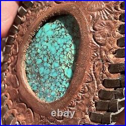 Vintage Rare Turquoise Leather Medicine Pouch Navajo Native American Handmade