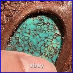 Vintage Rare Turquoise Leather Medicine Pouch Navajo Native American Handmade