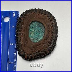 Vintage Rare Turquoise Leather Medicine Pouch Navajo Native American Handmade