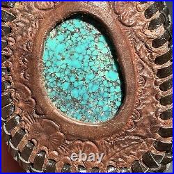 Vintage Rare Turquoise Leather Medicine Pouch Navajo Native American Handmade