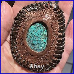 Vintage Rare Turquoise Leather Medicine Pouch Navajo Native American Handmade