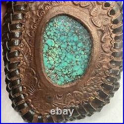 Vintage Rare Turquoise Leather Medicine Pouch Navajo Native American Handmade