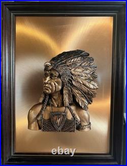 Vintage Real Copper Native American Silhouette 16.5 X 12.5