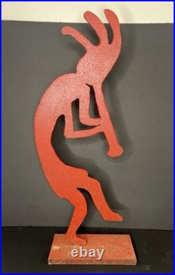 Vintage Red Kokopelli Metal Figurine Native American Southwest Decor 19
