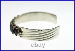 Vintage Signed N. Y. Native American Sterling Silver Hematite Cuff Bracelet 6.5