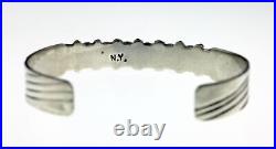 Vintage Signed N. Y. Native American Sterling Silver Hematite Cuff Bracelet 6.5