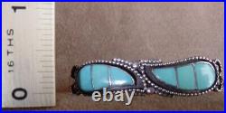 Vintage Signed Zuni Native American Sterling Silver Turquoise Cuff Bracelet