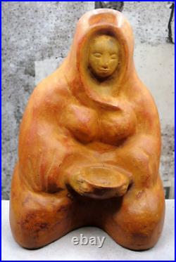 Vintage Southwest Indian Native American Woman Terra Cotta Clay Sculpture Statue