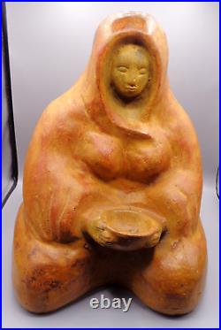 Vintage Southwest Indian Native American Woman Terra Cotta Clay Sculpture Statue